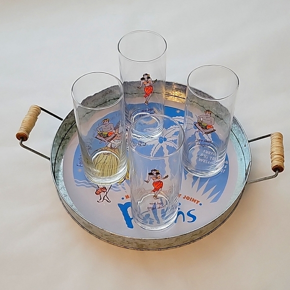 Vintage Hallmark Tray & 4 Glasses Never Used 😉 Offers Welcome - Picture 2 of 14